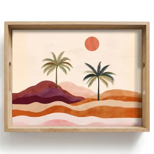 Palmbomen - Abstract - Zon - Heuvels Dienblad Rechthoek middel -z3d_shopping