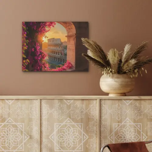 Colosseum - Rome - Roze Bloemen PET vilt klein -sfeer4