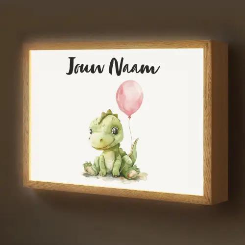 Draak - Baby dier - Roze ballon Light Box met batterij (Wandlamp kind) middel -z3d_website