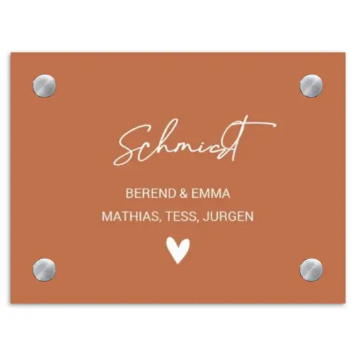Terracotta - Sierlijk Naambord Rechthoek middel -3d
