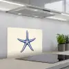 Blauwe zeester - Minimalistisch - Beige keuken achterwand spatscherm klein -3d_schuin