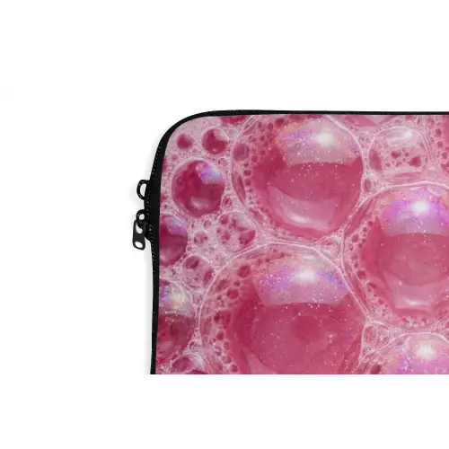 Roze - Schuim - Bubbels laptophoes neopreen klein -detail