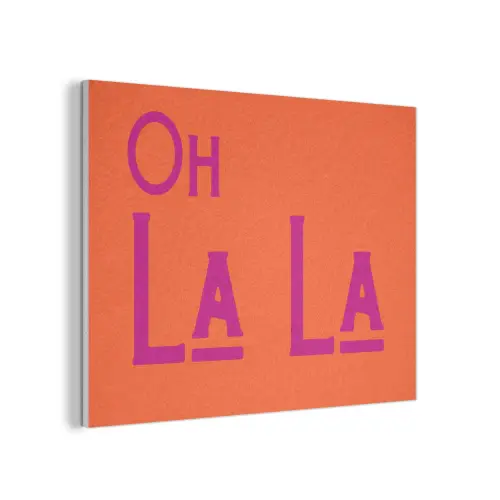 Oh la la - Oranje - Roze - Scheeflettertype PET vilt klein -3d