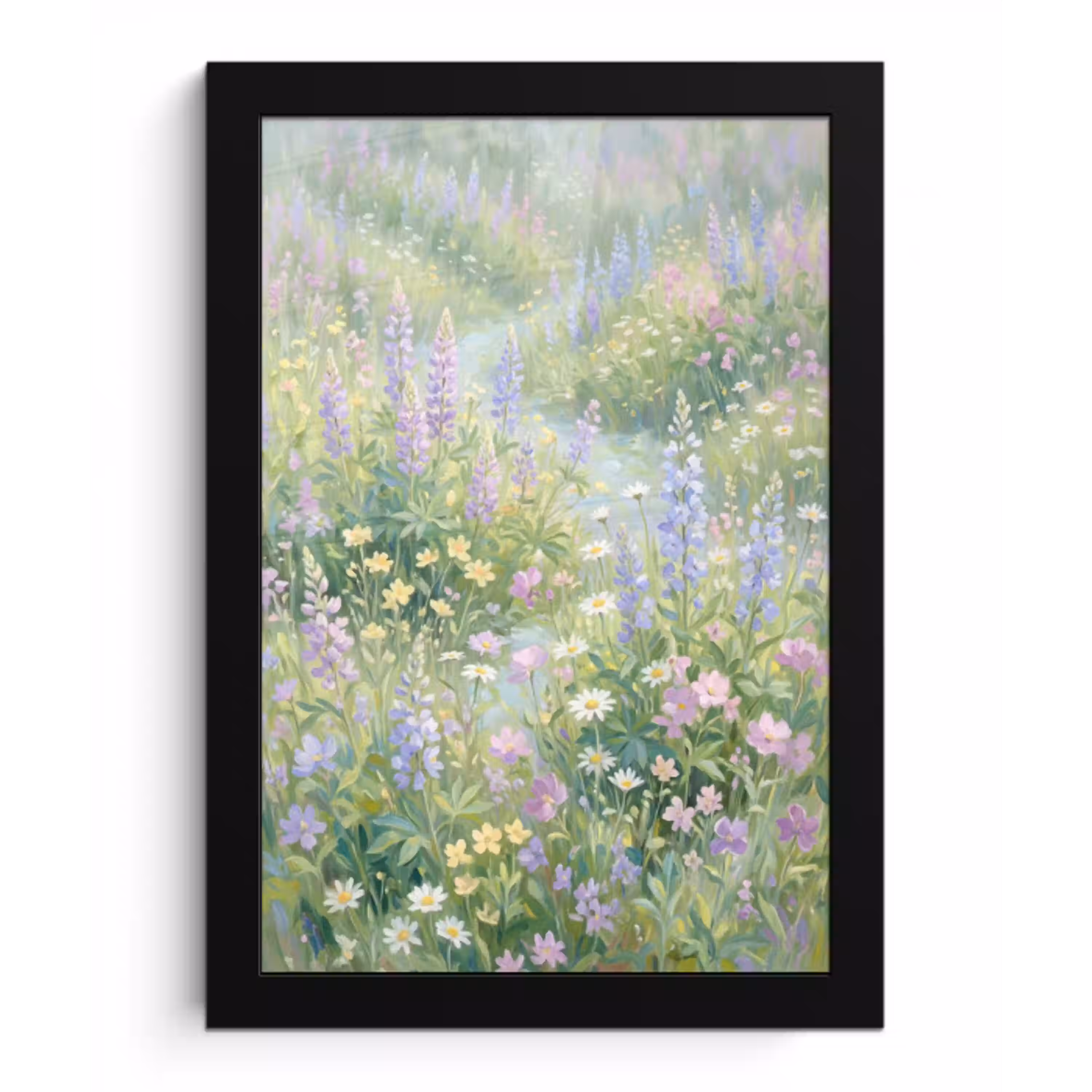 Bloemenveld - Heuvels - Kleurrijk fotolijst zwart zonder passe partout klein -3d