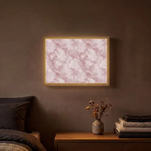 Roze - Kwartsmarmer - Aders Light Box met batterij (Wandlamp) middel 907 -sfeer4