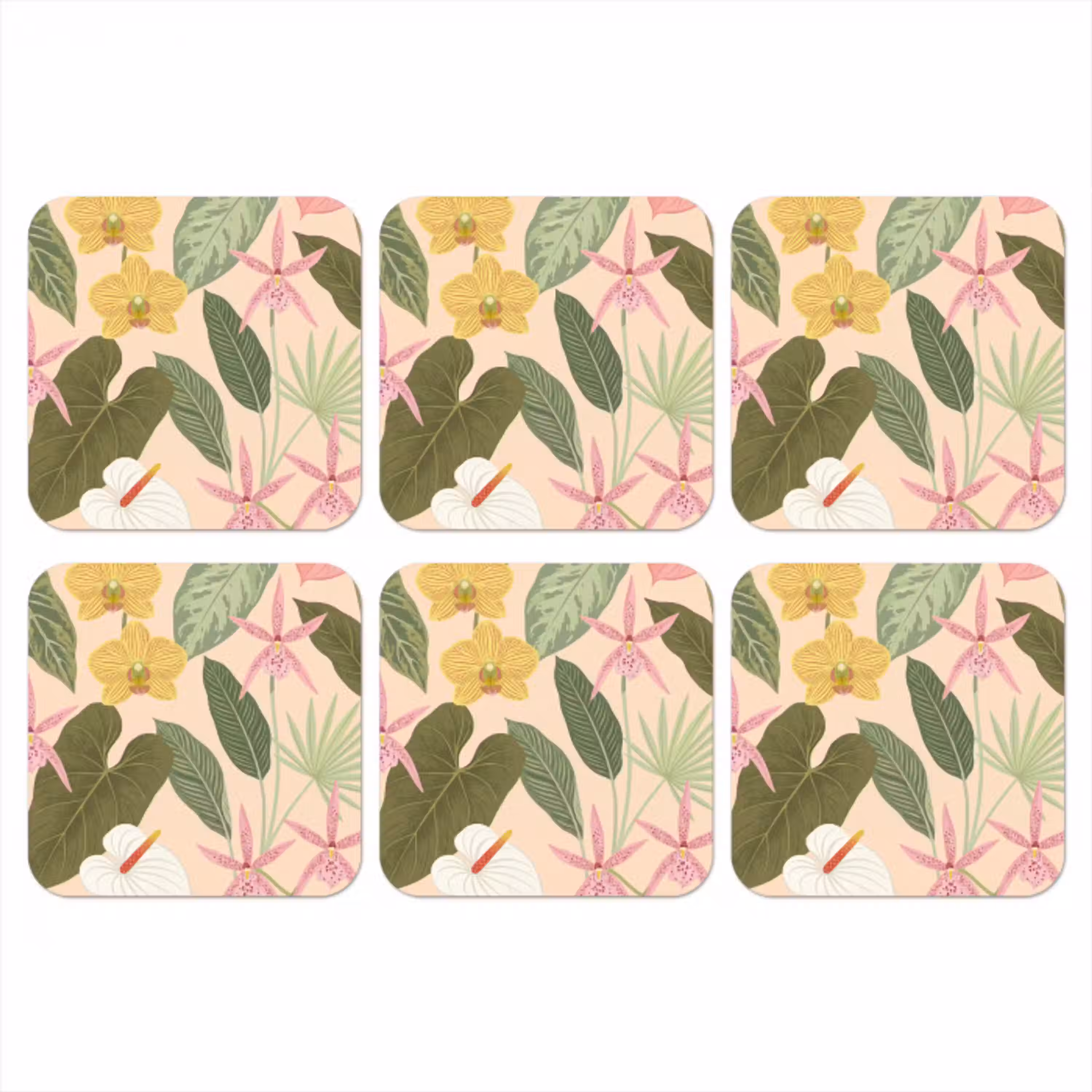 Patroon - Bloemen - Kleurrijk onderzetter kurk middel -3d