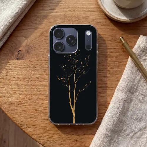 Takken - Blaadjes - Zwart Telefoonhoesje iPhone 17 Pro klein -sfeer1