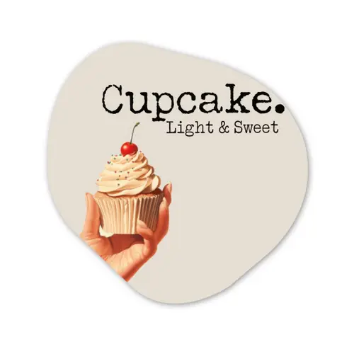 Cupcake - Zoet - Kers Wandcirkel Organisch Aluminium middel -3d