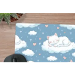 Kitten - Wolken - Blauw muismat rubber klein 262 -closeup