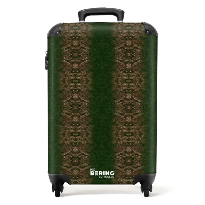 Donkerbruin slangenhuid met symmetrische schubstructuur NBS - Handbagage koffer - Kinderen Unisex middel -productfoto_recht