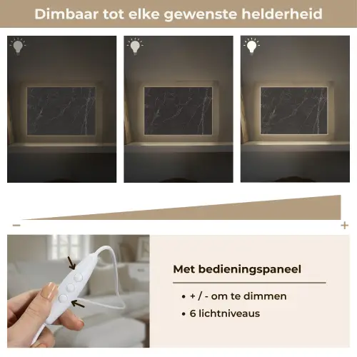 Marmer - Zwart Light Box met kabel (Tafellamp) klein -USP_dimbaarNL