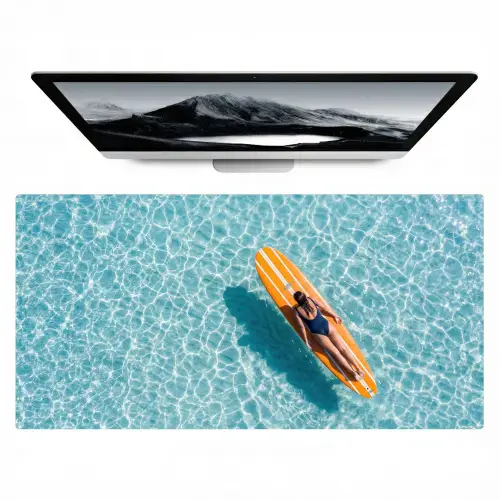 Surfboard - Water - Badpak - Oranje Muismat XXL klein -zzz3d