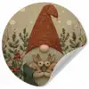 Kerstgnome - Konijntjes - Kleurrijk Wandcirkel behangsticker klein -3d