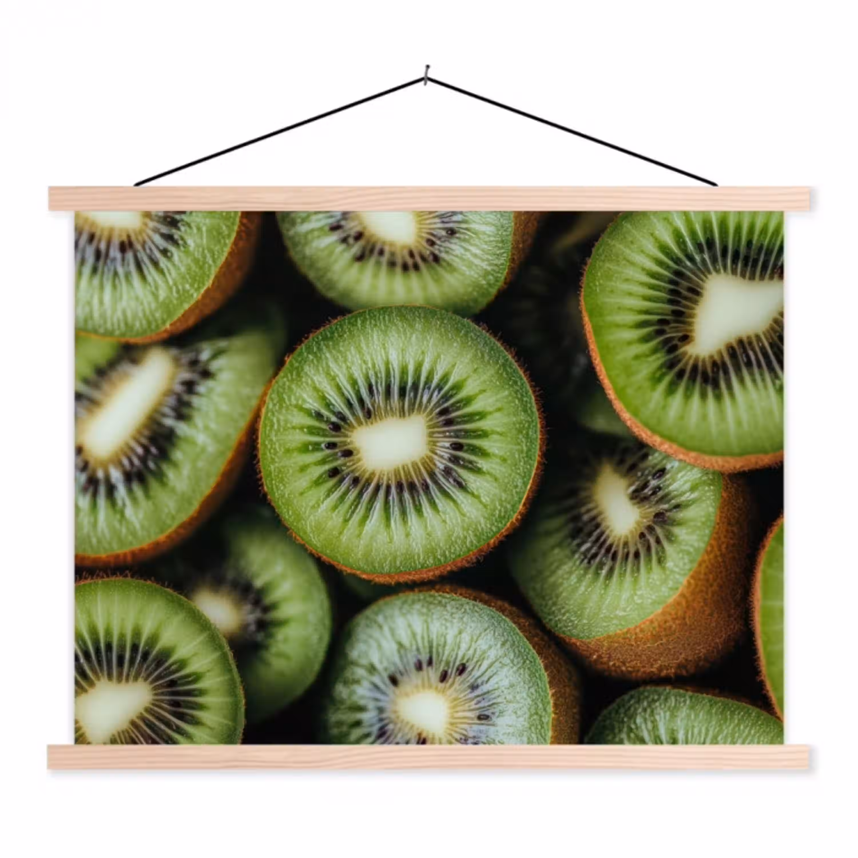 Kiwi - Fruit - Groen textielposter latten blank klein -3d