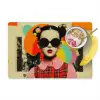 Meisje - Zonnebril - Kat - Retro Placemat vinyl groot -zzzproduct_Kitchenyeah-website