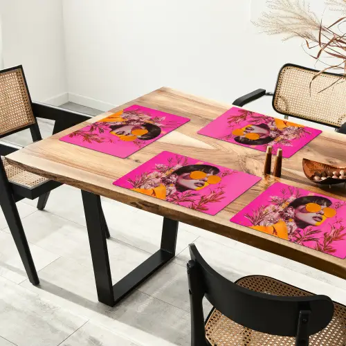 Zonnebril - Oranje - Vrouw - Planten Placemat vinyl groot -zzsfeer4_Kitchenyeah-website