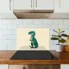 Dinosaurus - Turquoise - Stekels keuken achterwand spatscherm klein -sfeer2