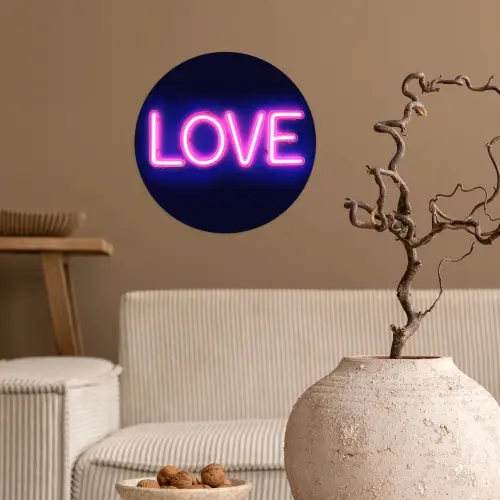 Neon - Love - Valentijn Wandcirkel behangsticker klein -sfeer1