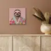Luiaard - Bloemenprint - Bril - Roze aluminium wit klein -sfeer4