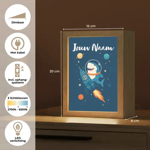 Raket - Haai - Ruimte Light Box met kabel (Kinderlampje) klein -USP_NL