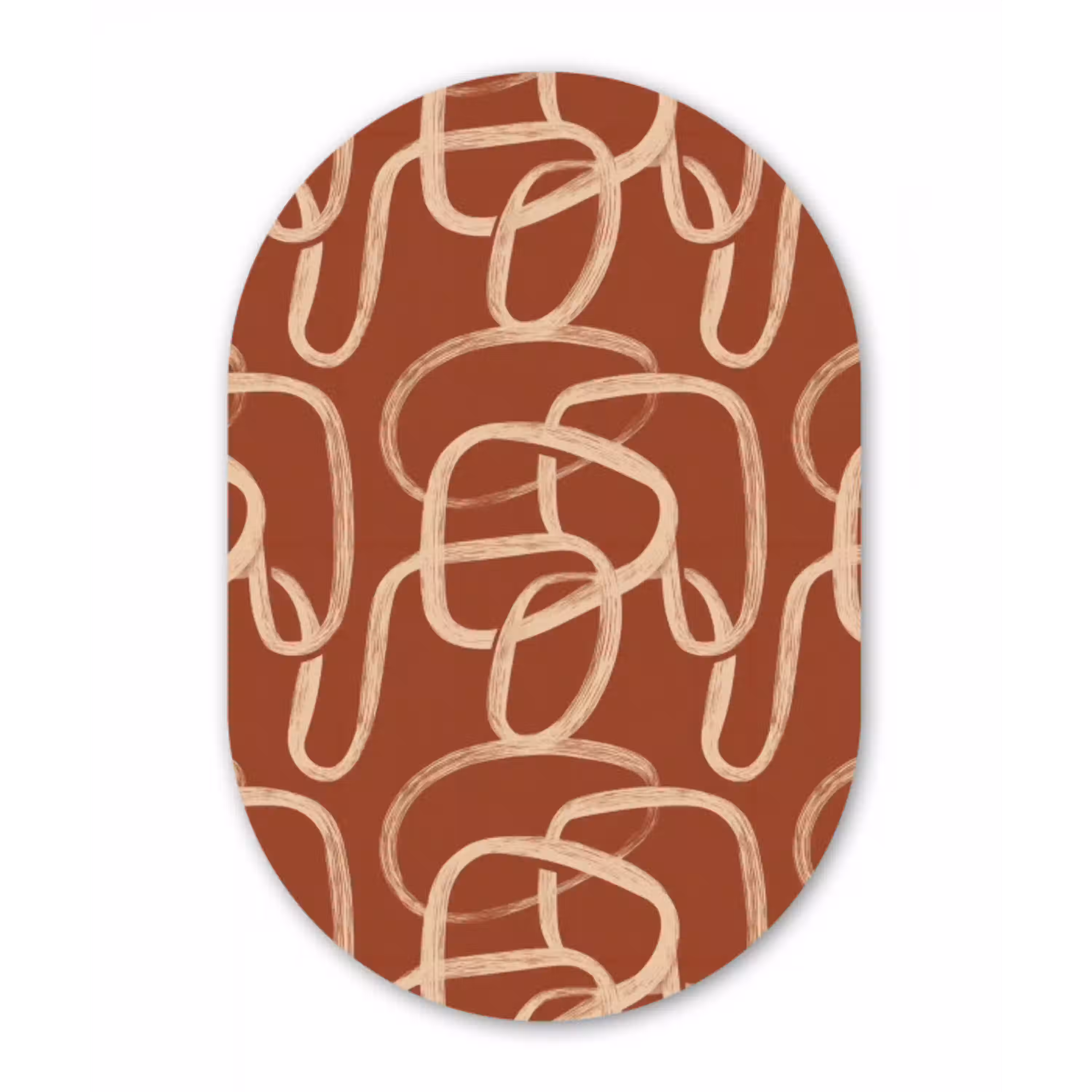 Lijnen - Abstract - Organisch - Terracotta - Crème Wandcirkel Ovaal Aluminium middel 839 -3d