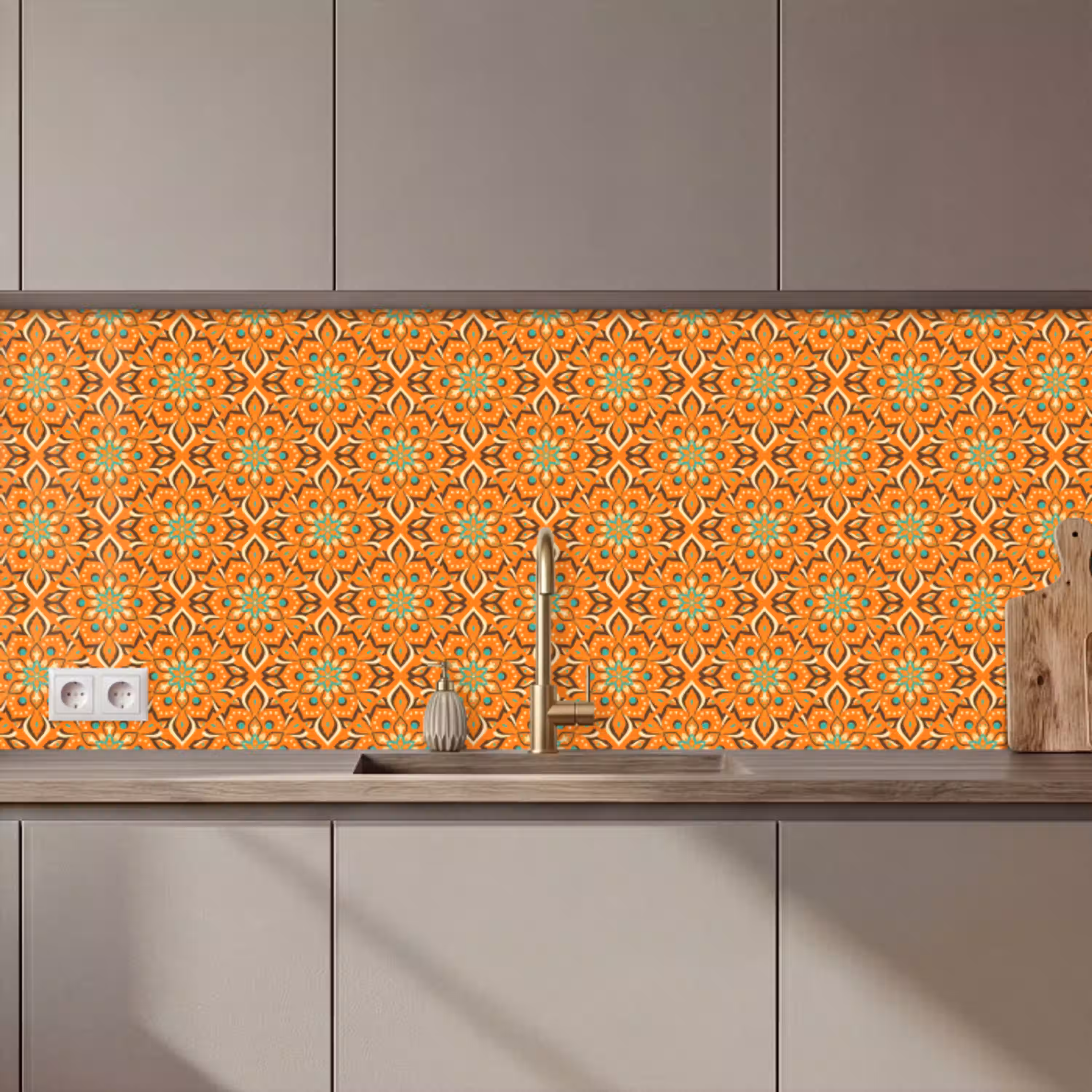 Oranje - Mandala - Design - Bohemian - Vintage keuken achterwand 2 middel 871 zz_3dshopping