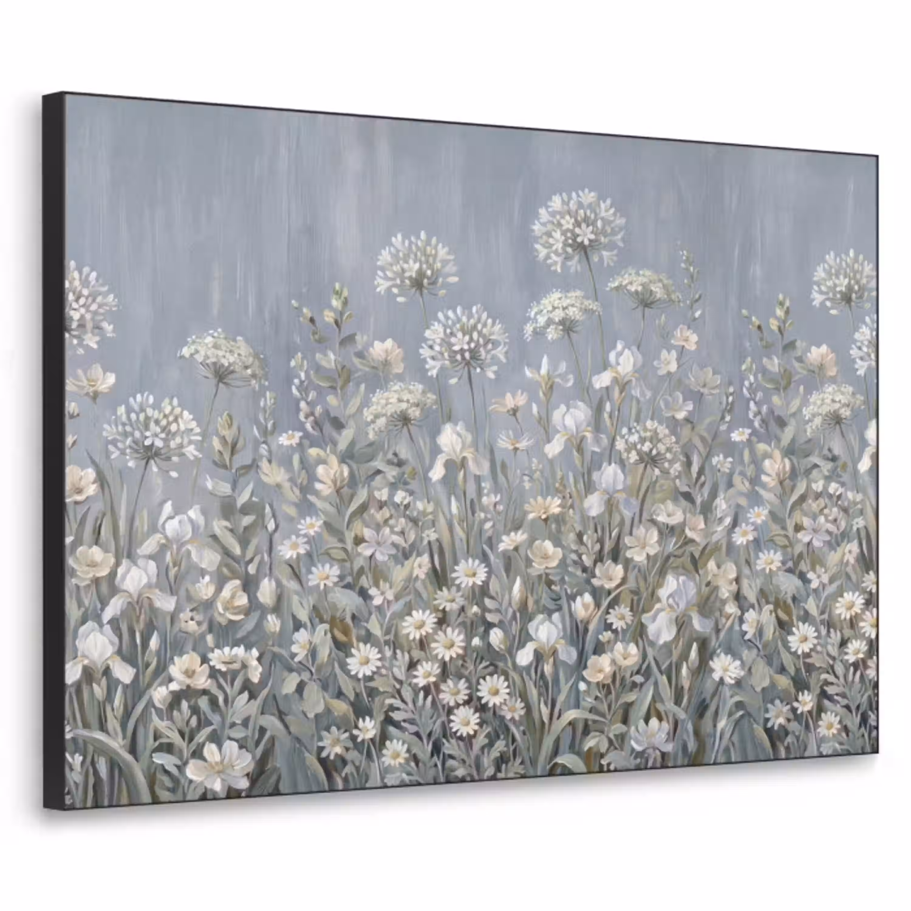 Bloemen - Botanisch - Blauw Textielframe zwart klein -3d