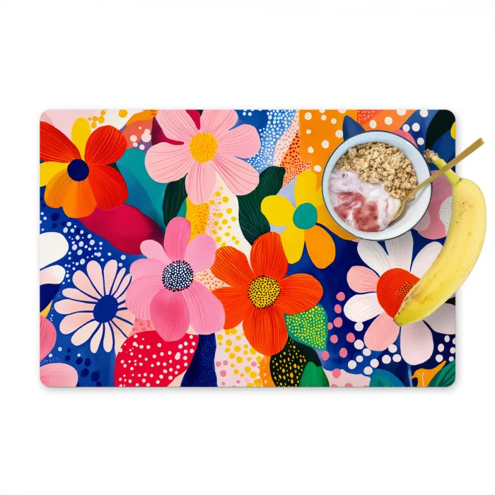 Bloemen - Kleurrijk - Stippen Placemat vinyl groot -zzzproduct_Kitchenyeah-website