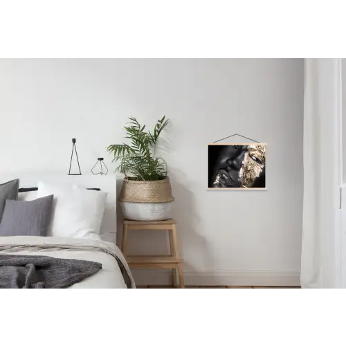 Vrouw - Goud - Zwart - Verf - Luxe textielposter latten blank klein -woonkamer