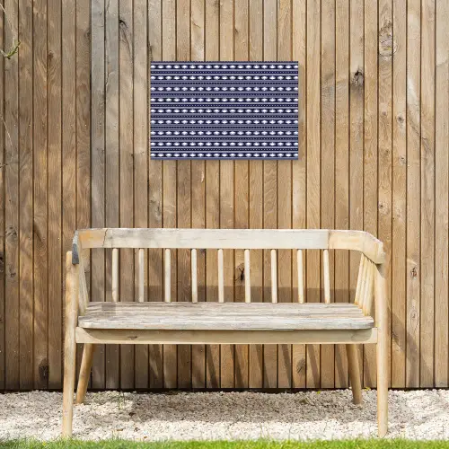 Schelp - Nautisch - Blauw - Wit Tuinposter op houten frame 2 cm dik klein 845 -sfeer4