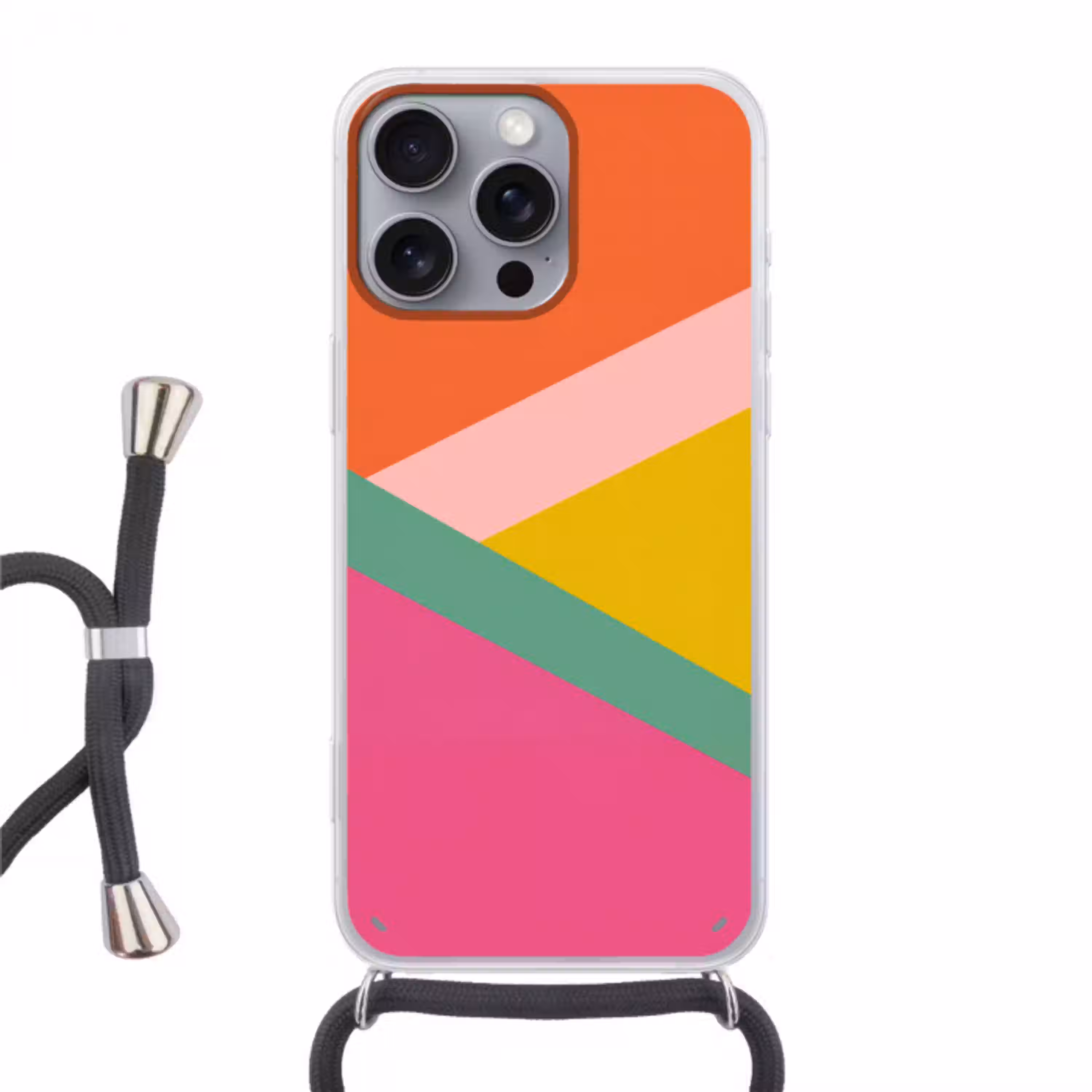 Driehoeken - Kleurrijk - Abstract Hoesje iPhone 16 Pro Max met koord klein -3d