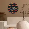 Vissen - Patroon - Kleurrijk Wandcirkel kunststof plaat 5mm dik klein 188 -sfeer1