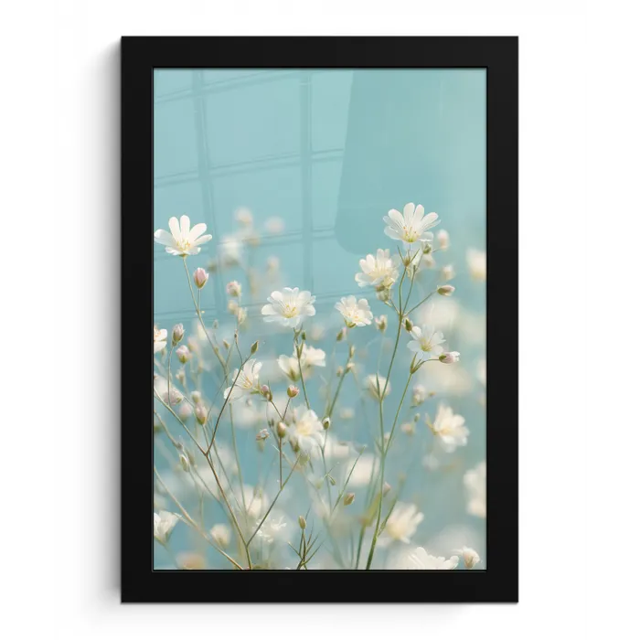 Stengels - Bloemen - Lucht - Wit fotolijst zwart zonder passe partout klein -3d