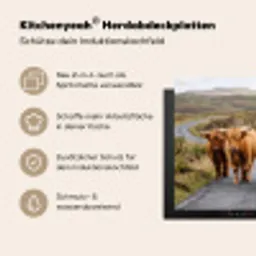 Schotse Hooglanders - Weg - Landschap - Kudde Inductie beschemer met haakjes klein -ky-usp-de