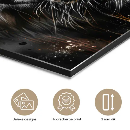 Tijger - Dieren - Portret - Luxe - Zwart aluminium wit klein -closeup_NL