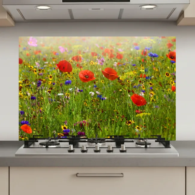 Lente - Bloemen - Rood - Klaproos - Gras - Groen keuken achterwand spatscherm klein -3d_website