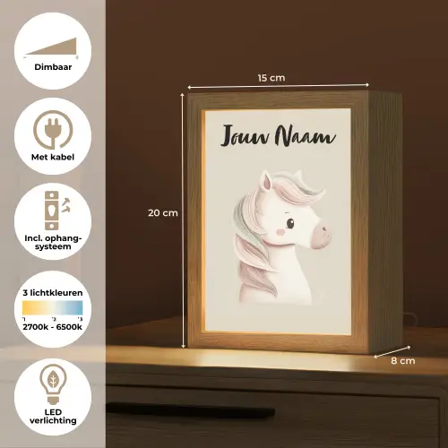Pony - Beige - Manen - Pastel Light Box met kabel (Kinderlampje) klein -USP_NL