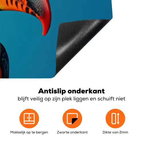 Toekan - Papegaai - Vogel - Koksmuts Inductie beschermer vinyl 3mm klein -zzzzzzz-td-onderkant