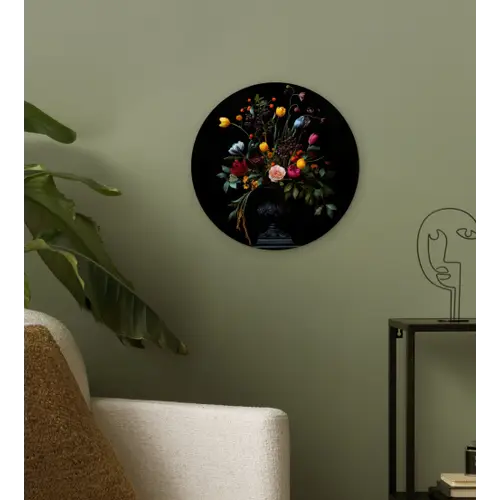 Klassiek - Vaas - Boeket - Bloemen Wandcirkel plexiglas klein -sfeer3