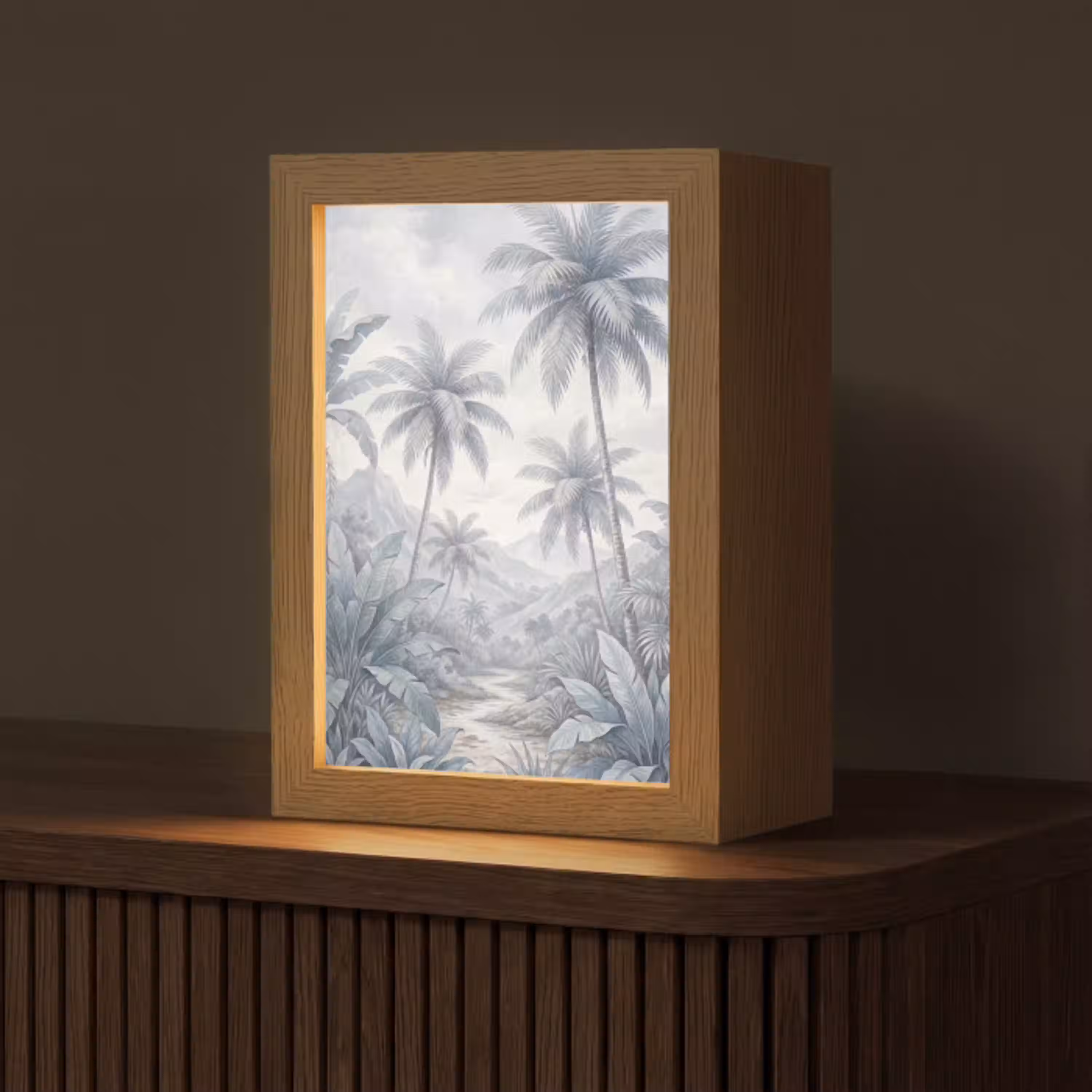 Natuur - Boom - Tropisch - Landschap - Blauw Light Box met kabel (Tafellamp) klein -z3d_website
