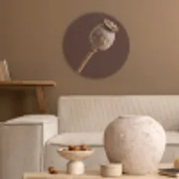 Papaverbol - Droogbloem - Bruin - Minimalistisch Akoestische PET Vilt - Rond klein -sfeer1