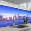 Skyline - Blauw - Wolkenkrabbers - Stad keuken achterwand 2 middel -3d_schuin