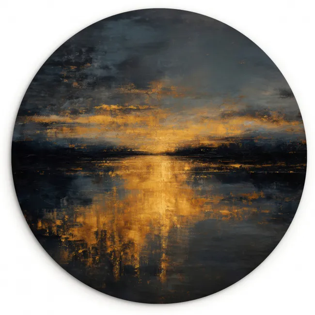 Muurcirkel - Gouden Reflectie op Water