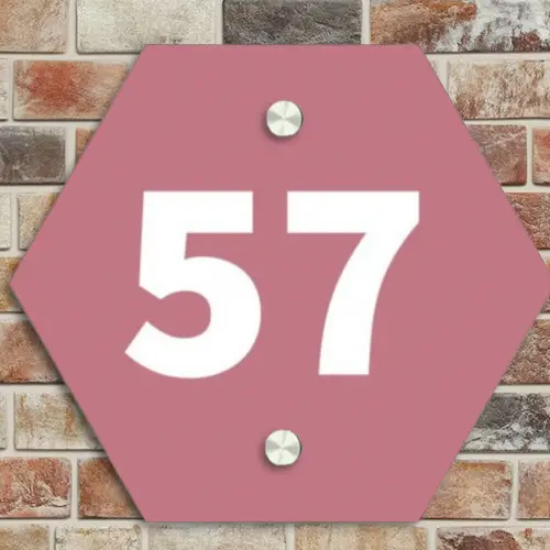 Oudroze - Traditioneel Naambord Hexagon klein -sfeer2