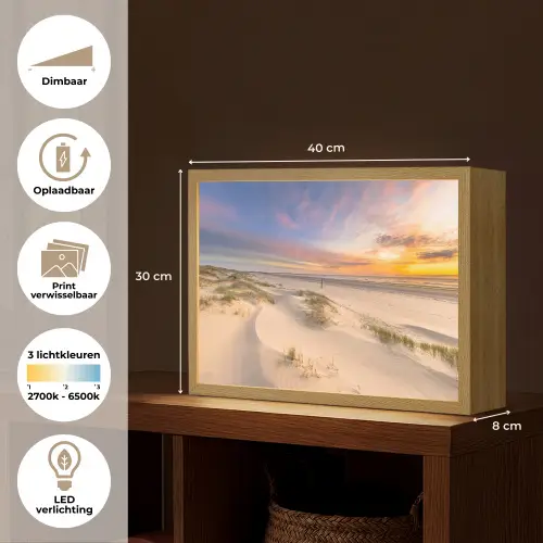 Duinen - Strand - Zonsondergang - Natuur - Zomer Light Box met batterij (Wandlamp) middel -USP_websiteoverzichtNL