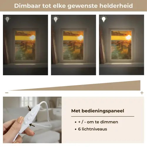 Zon - Strand - Duin - Horizon - Gras - Pad - Oranje Light Box met kabel (Tafellamp) klein -USP_dimbaarNL