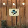 Blauw - Kieuwen - Vis - Illustratie tuinposter los doek klein -sfeer1