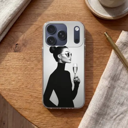 Vrouw - Champagne - Modern Telefoonhoesje iPhone 17 Pro klein -sfeer1
