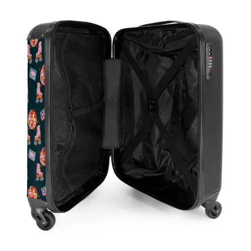 Retro disco 70s patroon kleurrijk NBS - Handbagage koffer - Volwassenen Unisex middel -binnenkant