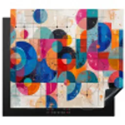 Kunst - Geometrisch - Abstract - Kleurrijk Inductie beschermer vinyl 3mm middel -3d